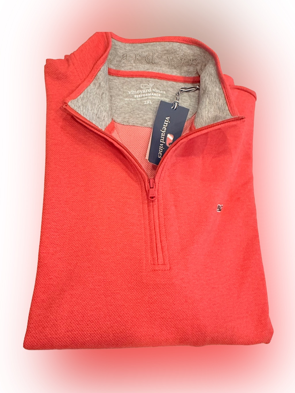 Vineyard Vines Men’s 1/4 Zip Coral Performance Pullover Sz 2xl Nwt